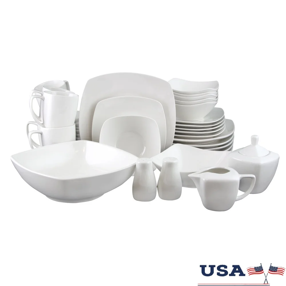 

39 Piece Porcelain Dinnerware Set Dishwasher Microwave Oven Safe Ceramic Tableware Serving Bowls Plates Mugs Gatherings