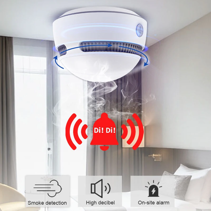 PGST TUYA WiFi 煙探知機、火災警報セキュリティ煙センサー、スマートホームセキュリティ警報、モバイル APP 表示