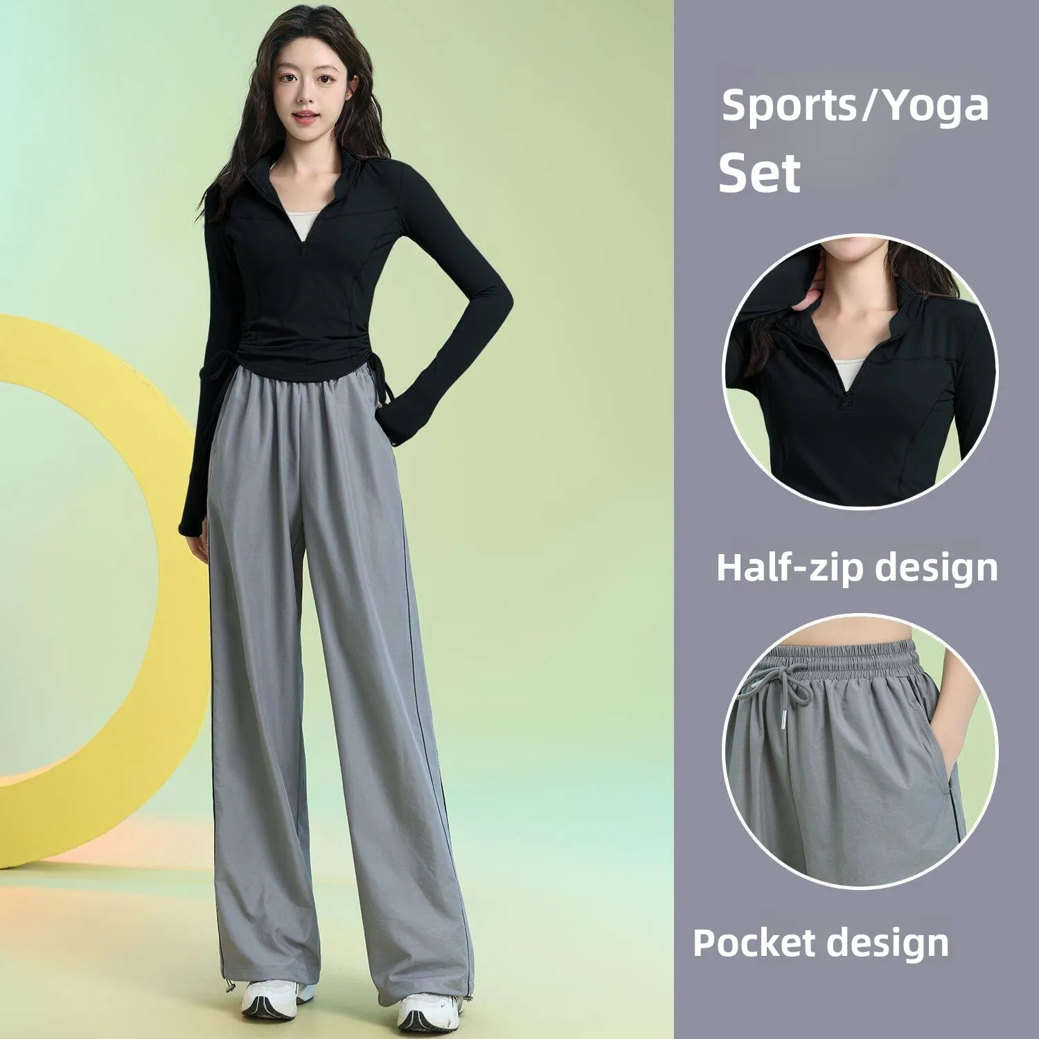 

Women's Yoga Sportswear Set Loose Long Sleeve High Waist Quick Dry Morning Run Casual Comfortable Breathable Two-Piece Suit