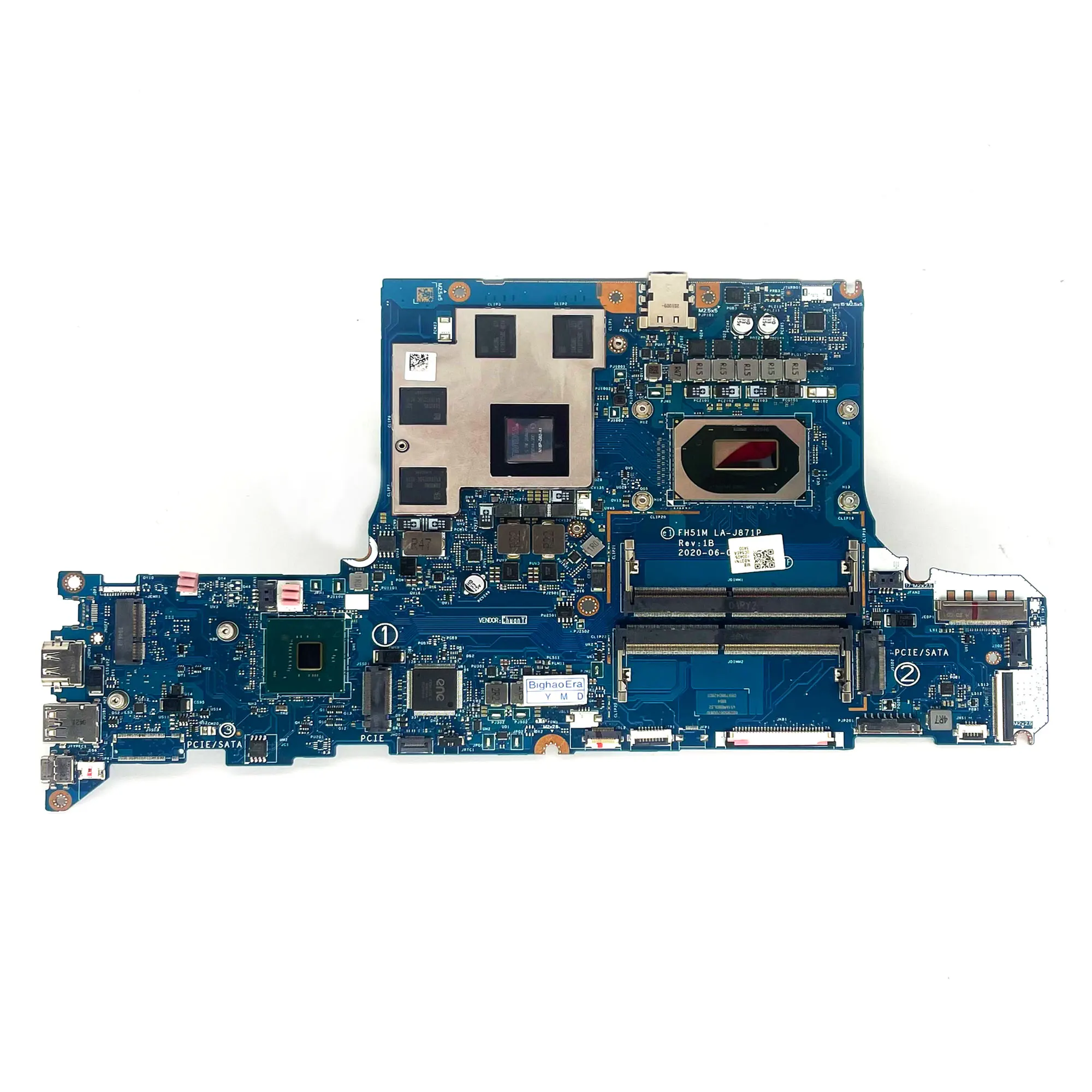

LA-J871P Mainboard.For ACER Nitro 5 AN517-52 Laptop Motherboard.CPU: I5-10300H SRH84.GPU: N18P GTX1650TI 4GB DDR4