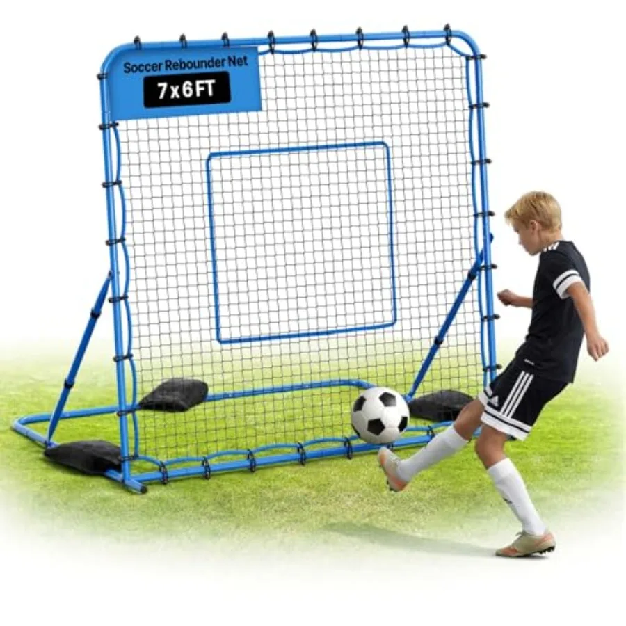 

Soccer Rebounder Net, Quick-Switch Angle Soccer Goal Rebounder for Control, Passing Practice, Heavy-Duty Iron Frame and PE Net,
