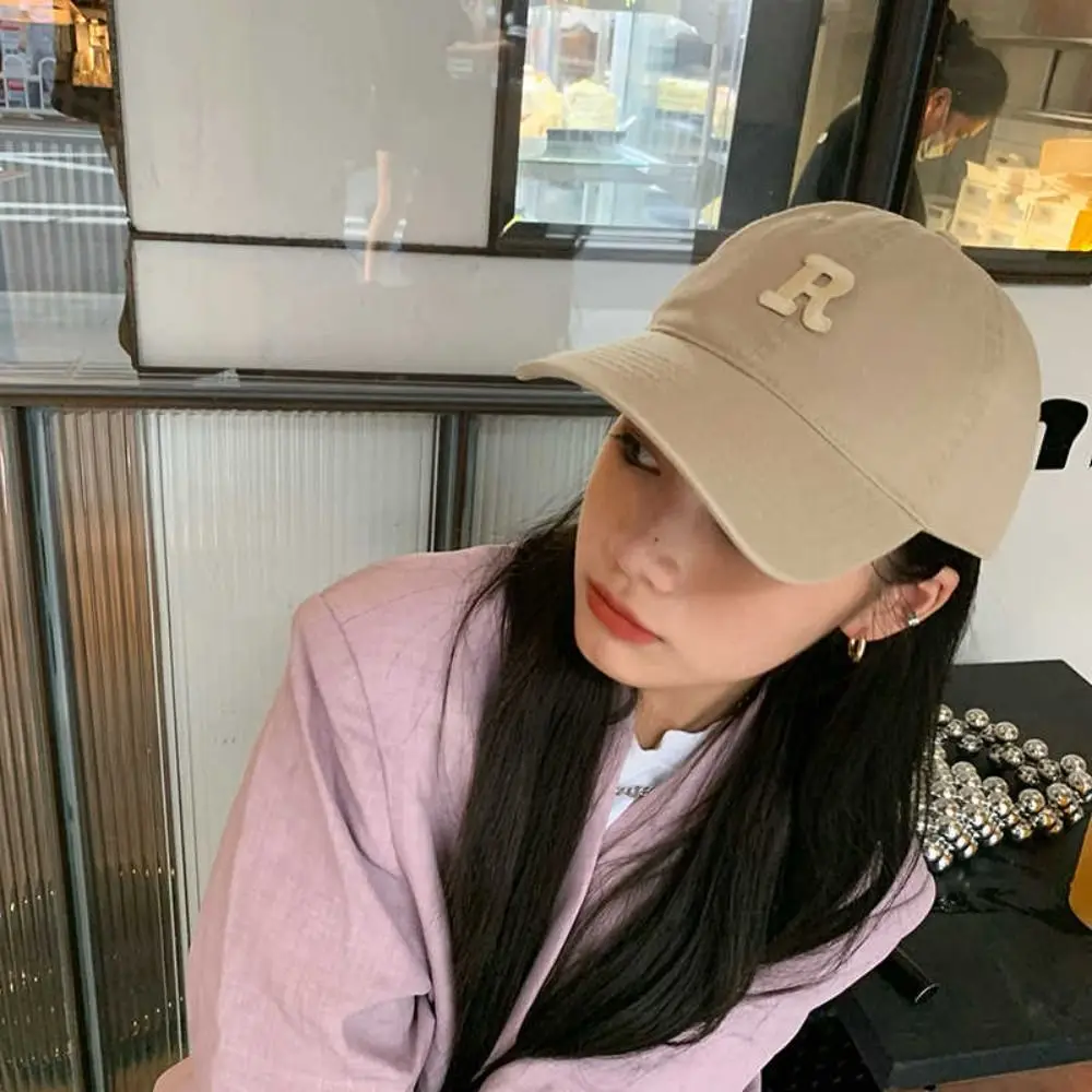

Fashion Embroidered Embroidery Baseball Cap Letter R Peaked Cap Letter Baseball Hat Retro Sunscreen Hat Sun Hat Cycling