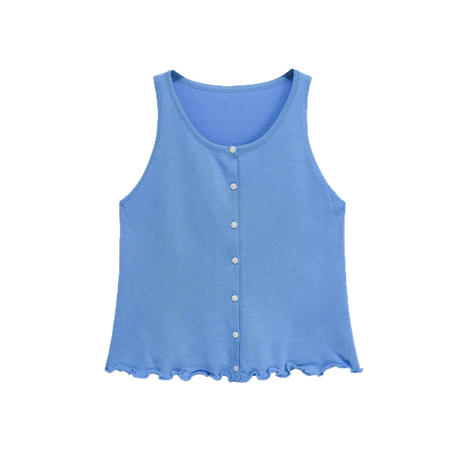 

Women's European American Style Knitted Top round Neck Layered Decorative Fashion New Arrival