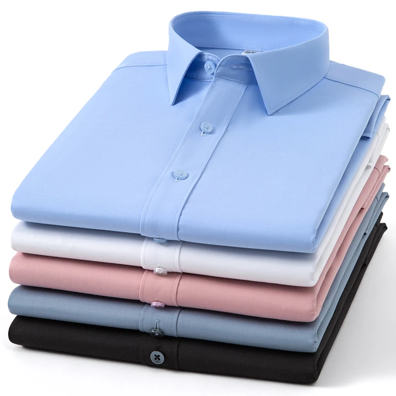 Office Soft Men Shirt Long Sleeves Dress Shirts Business Shirts Men Casual Long Sleeved Shirt White Black Blue Stripe Shirt 5XL
