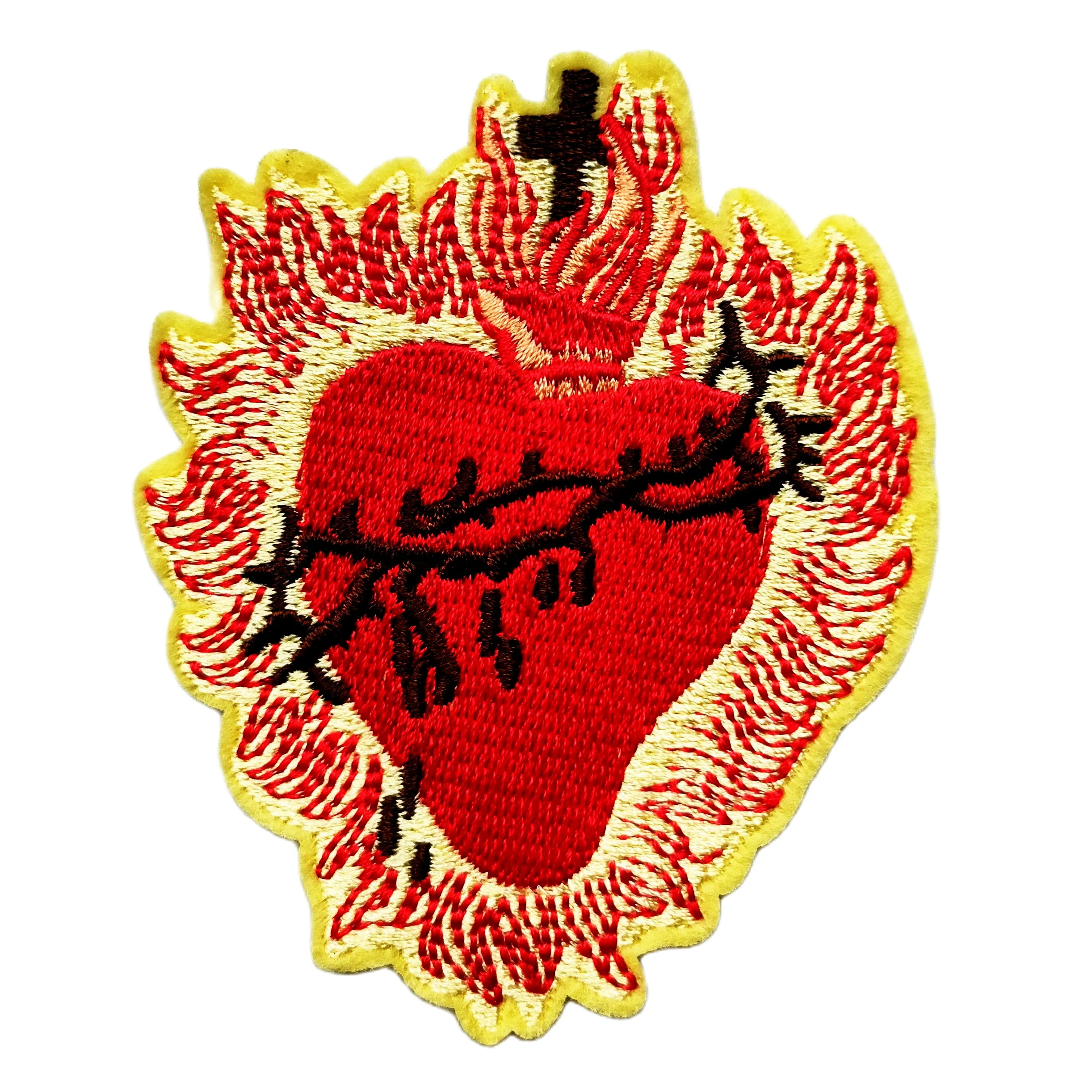 

New ! Red Sacred Heart Black Cross Hippie Embroidery LGBT Encanto ワッペン Iron On Sew On Patch Embroidered Applique Badge