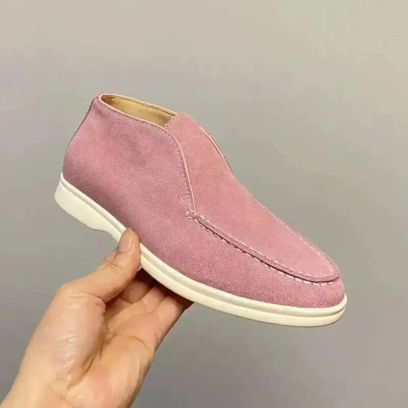 

High-tops Women's Loafers Slip-on Shoes Retro Flat Ankle-length Boots Couple's Casual Shoes