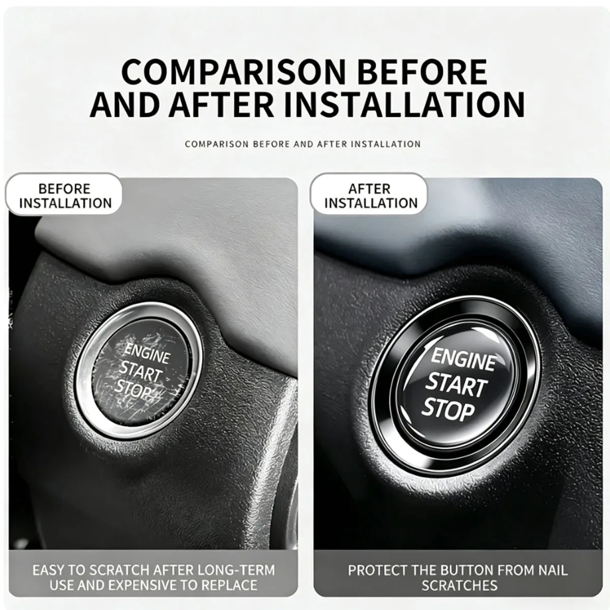 Crystal Clear Car Ignition Switch Button Protector, Universal Start Stop Sticker Cover for All Vehicles, Anti Scratch DIY Cut image 5