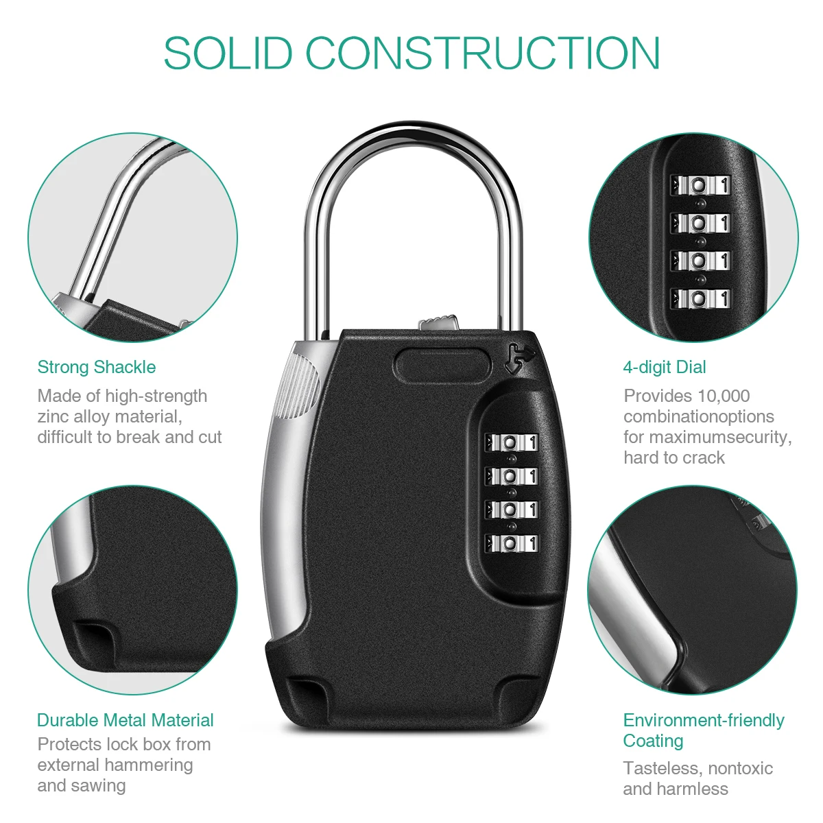 Home Lock Box 4 Digit Combination Keys Locks Wall Mounted Key Safe Storage Outdoor Waterproof Key Box