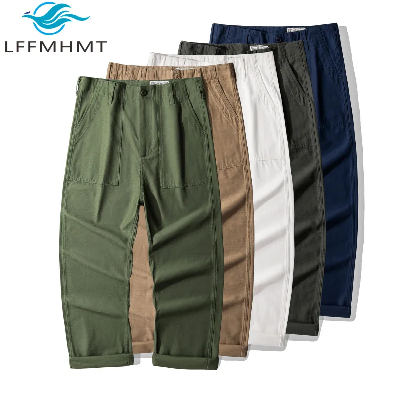 107 Good Quality America Style Cargo Pants for Men 100% Cotton Comfortable Straight Trouser Spring Falll Casual Loose Bottonwear
