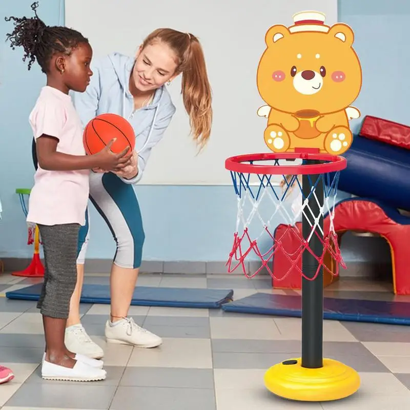 Cerceau de basket-ball pour enfants avec support recommandé, réglable, jeu d'intérieur, jouet de sport, dessin animé, forme d'ours, support de planche