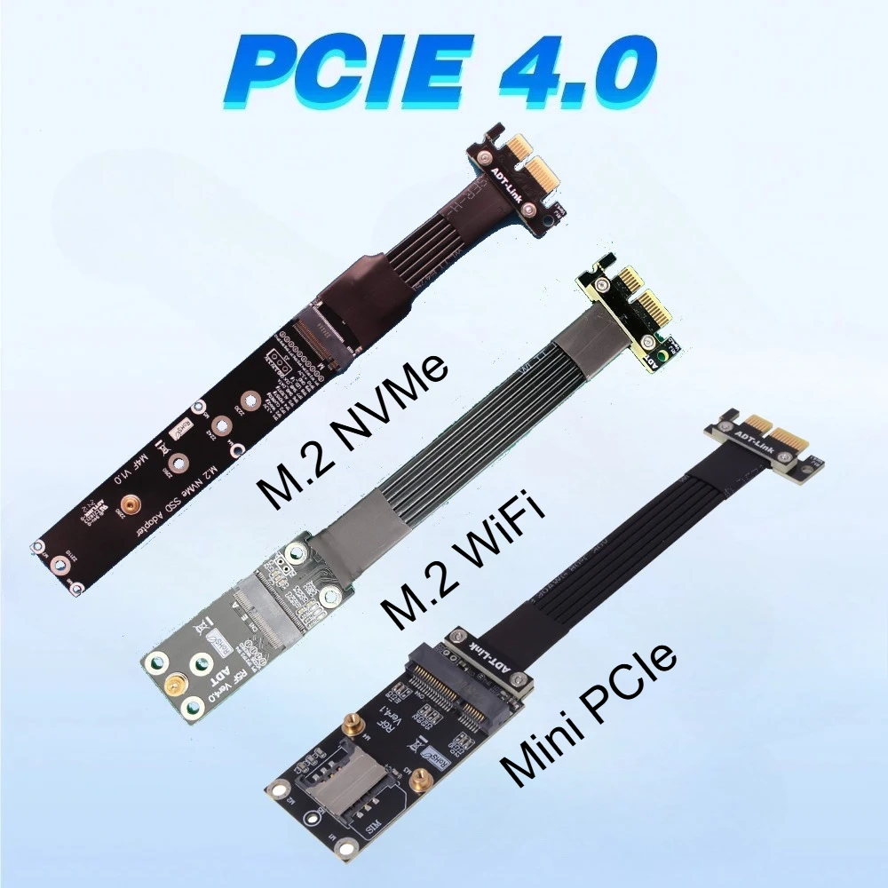 Brand Riser M.2 NVMe / M.2 WiFi / Mini-PCIe SSD Card to PCIe 4.0 X1 Ribbon Adapter M-Key A.E Key NGFF MPCIe Slot M2 For Extender