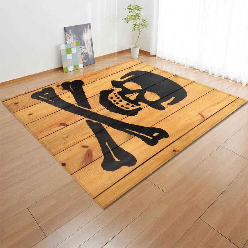 Retro Big Skull Carpets And Rugs for Living Room Bedroom Bedside Sofa Floor Mats Anti-slip Foot Pad Halloween Kids Play Area Rug