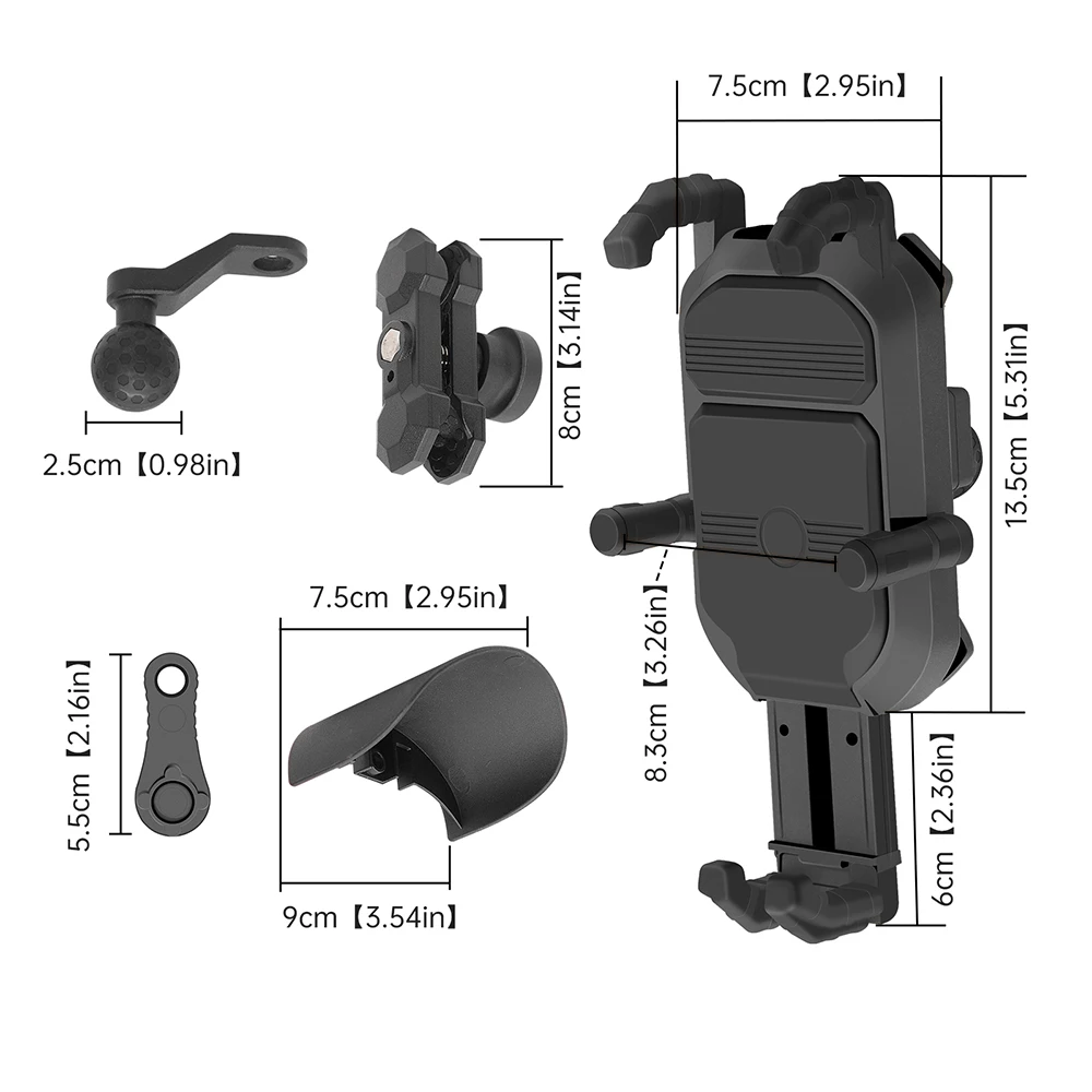 360° View Universal Motorcycle Phone Holder Rearview Mirror Smartphone Bracket Shockproof Bike Cellphone Support GPS Clip