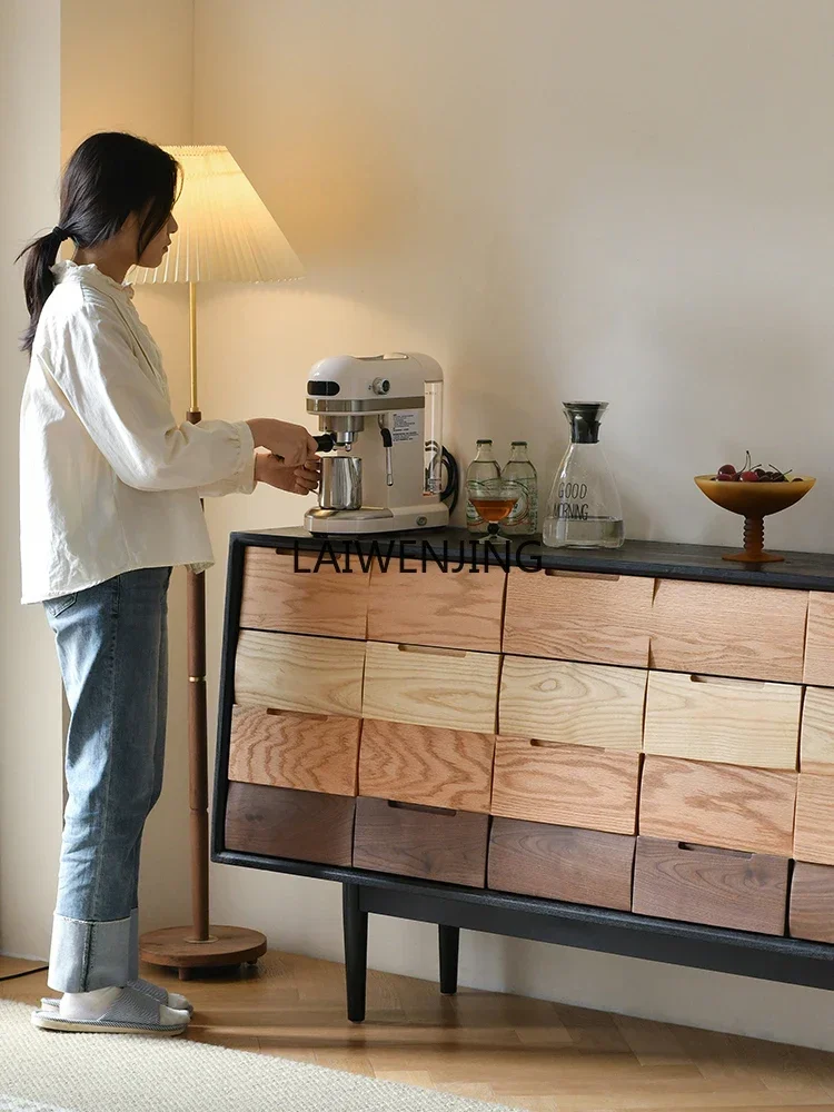 

Living room pure solid wood dining side tea cabinet black French entry porch cabinet bedroom storage