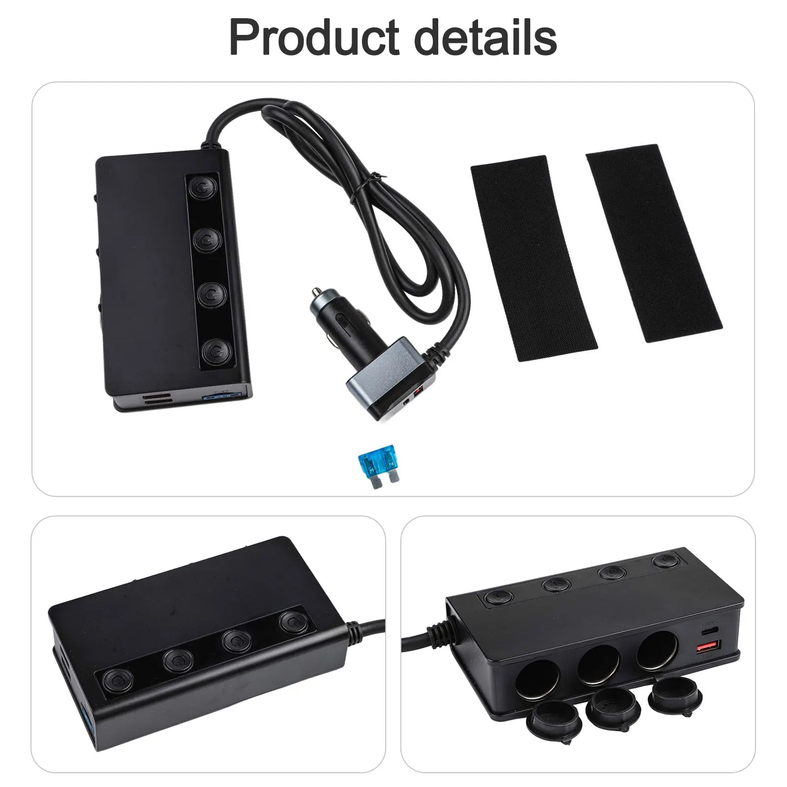 12V Power Adapter Car Charger Road Trip Charging DC12V-24V Input Voltage Fast Charging Capability High Universality Fitment