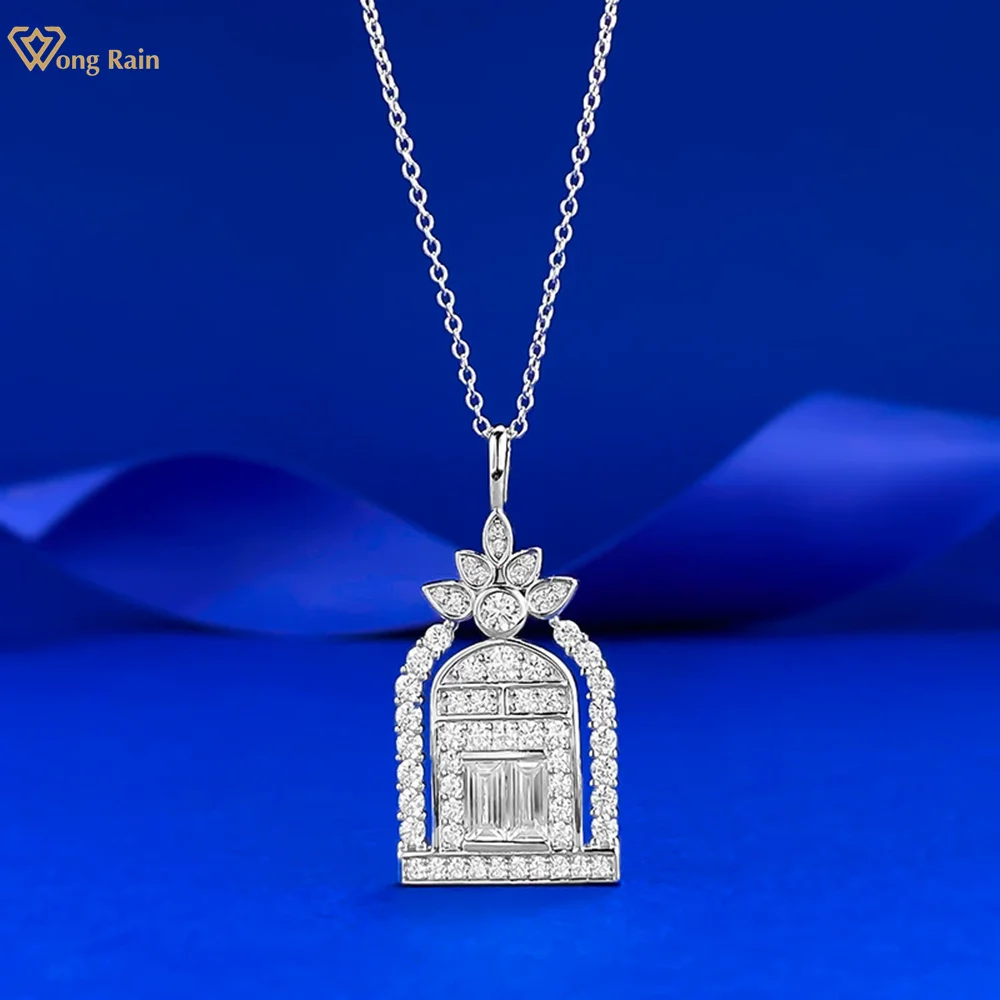 

Wong Rain Sparkling 925 Sterling Silver Lab Sapphire Gemstone Women Necklace Pendant Anniversary Gifts Fine Jewelry Wholesale