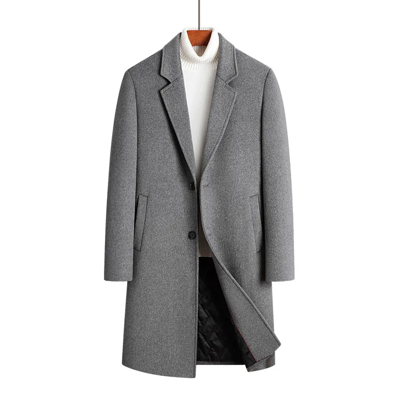 

Mid-length woolen coat for men - formal collar casual woolen coat for men - large-sized jacket - extra-cotton thickened coat
