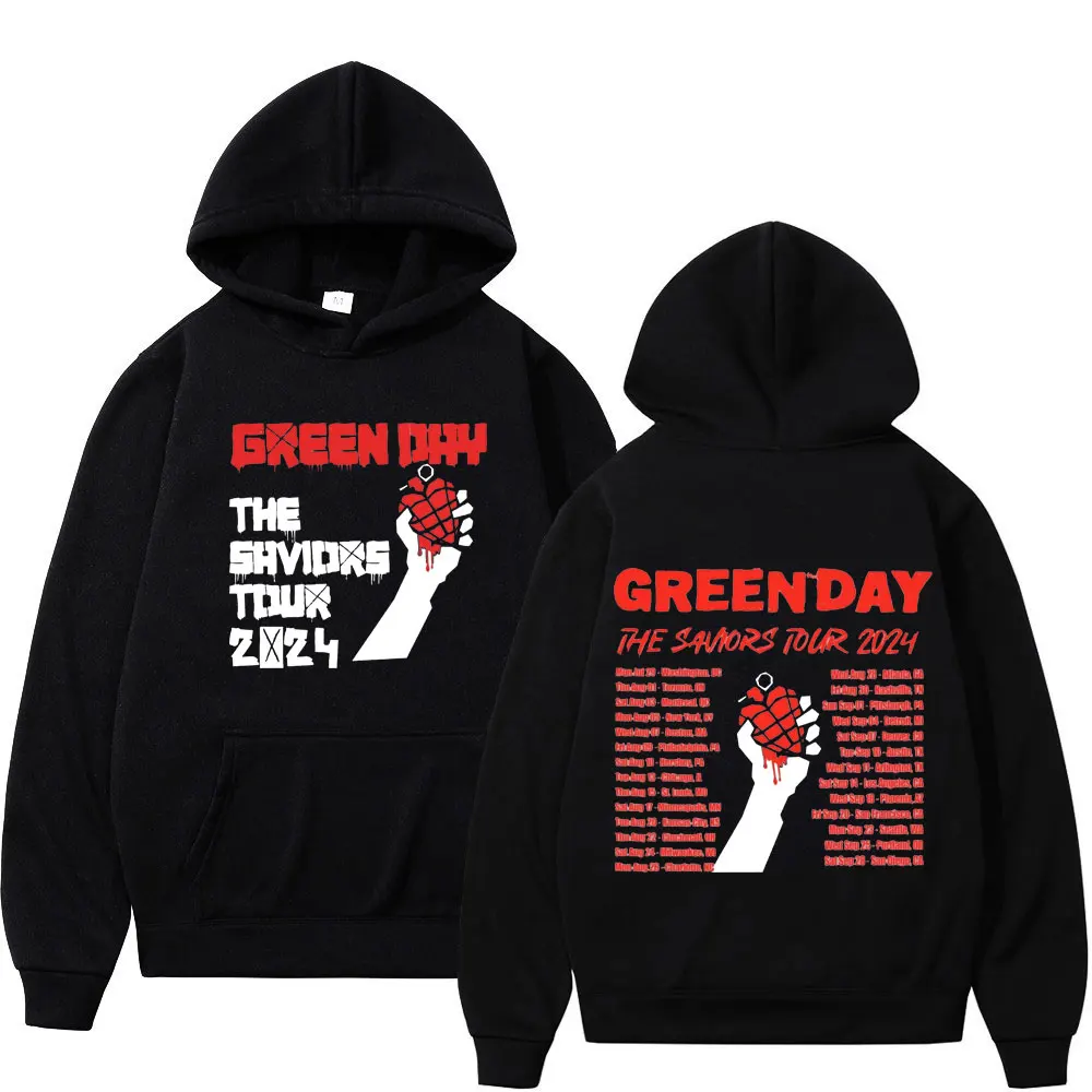 Green Day Bands The Saviors Tour 2024 Print Hoodie Men Women Fashion Punk Rock Hooded Sweatshirt High Quality Fleece Pullovers