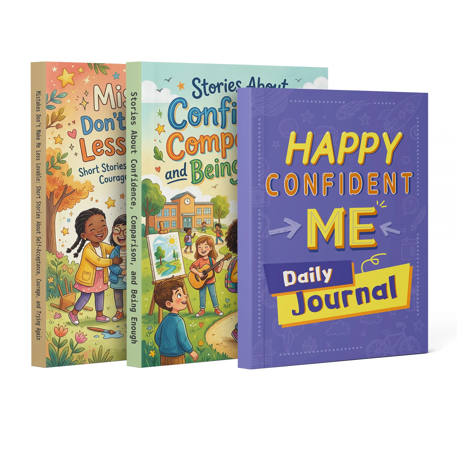 3-Book Kids Confidence and Self-Worth Collection, Includes a Daily Confidence Journal, Stories About Confidence and Comparison