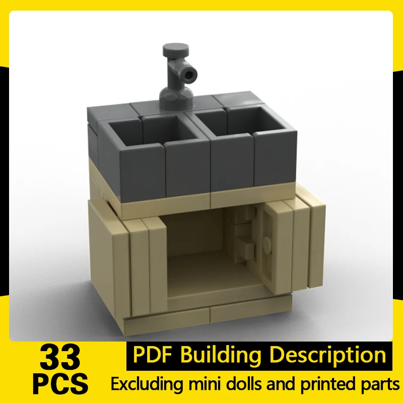 

City Street View Model MOC Building Bricks Small Kitchen Sink Modular Technology Gifts Holiday Assemble Children Toys Suit