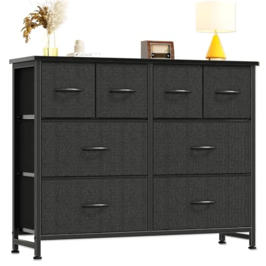 

Drer for Bedroom with 8 Fabric Drawers, Wide Fabric Drer for Closet, Storage Tower with Wood Top and Mental Frame, Storage Unit