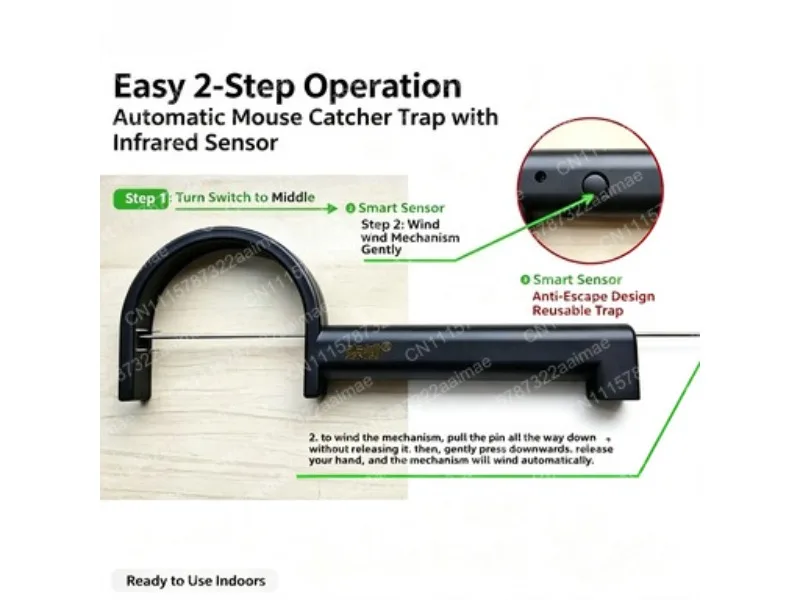 2025 High Sensitivity Infrared Automatic Mouse Trap Clip, Quick Catch Rodent Trap for Home Indoor Outdoor Use