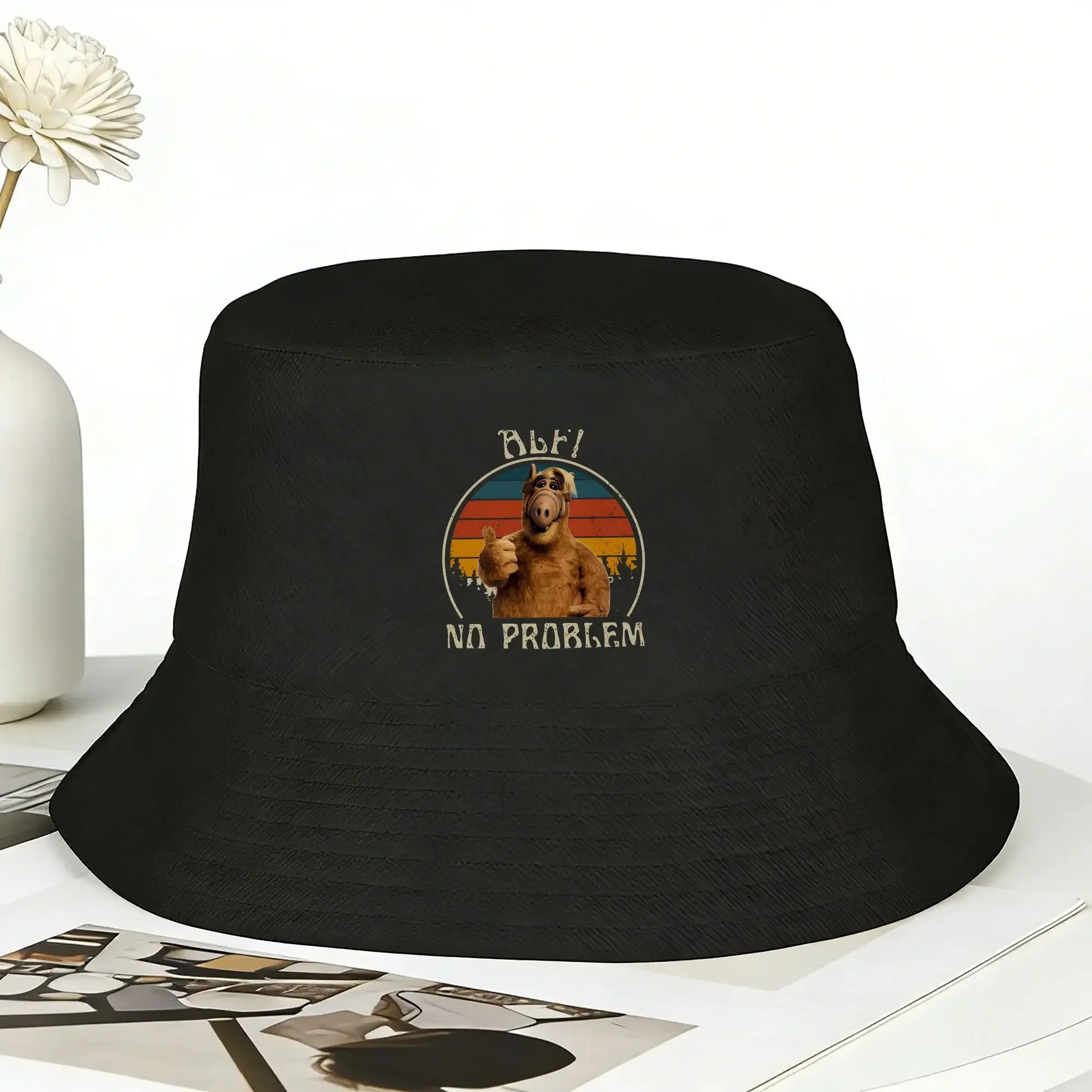 New ALF No Problem Bucket Hat Summer  Fashion Fisherman Hats For Women Foldable Vacation Caps Streetwear Printed Sun Hats