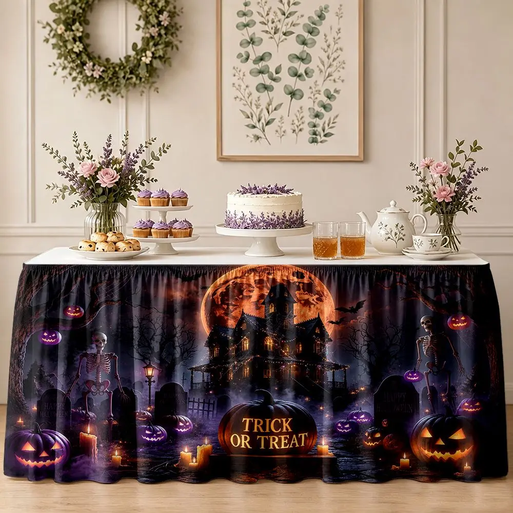 Halloween haunted house pumpkin scene home decoration, Halloween gift, Halloween event decoration, tablecloth decoration