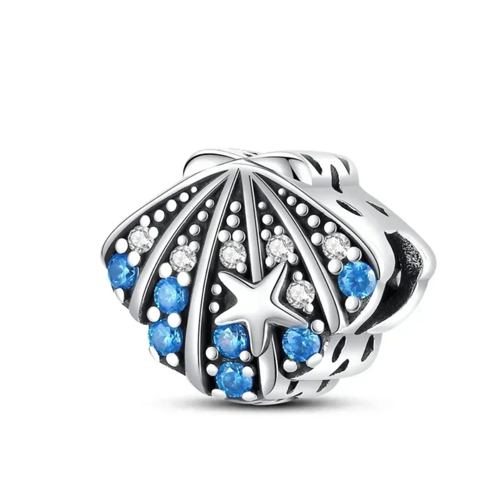 Charms-Anhänger aus 925er-Sterlingsilber mit blauen Ozean-Serie, passend für das DIY-Armband der Marke, Damenschmuck, Geschenke für Freundin