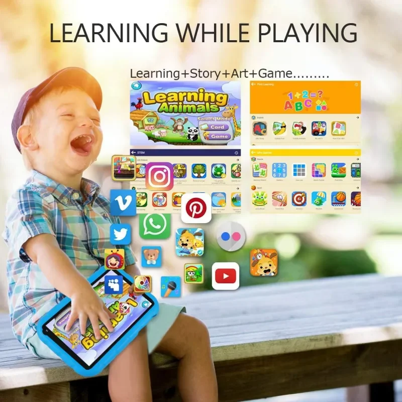 Dropshipping 7 INCH 1GB RAM +16G ROM Q1 Android 10.0 KID Gift Tablet PC E98 With Silicon Bracket Case Dual Camera WIFI