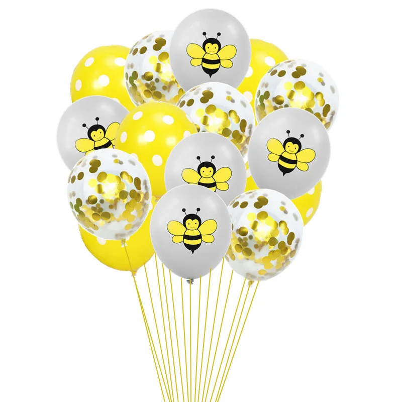 12 Inch Birthday Party Baby Shower Decoration Cartoon Bee Sequin Balloon Set