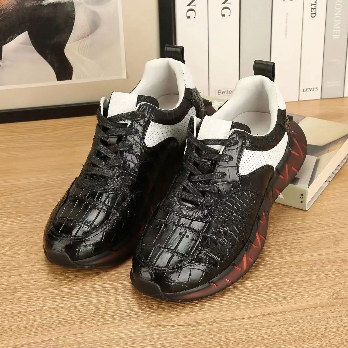 BATMO 2023 new arrival Crocodile skin causal shoes men,male Genuine leather sneakers pdd308