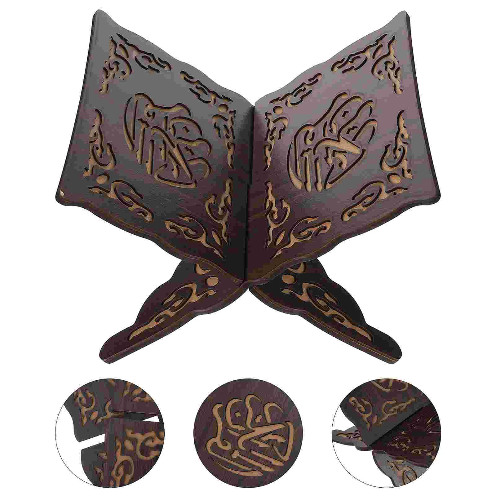 Small Eid Al-Fitr Bookshelf Folding Prayer Stand Wooden Decorative Bible Display Holder