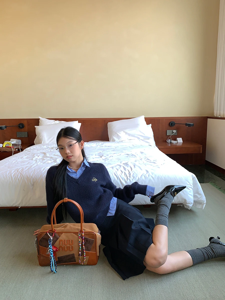 

Blue Knitted Sweater Women's Base Layer irt Autumn Winter New Arrival Lazy Sle High End Feeling Single Piece Long Sve ...