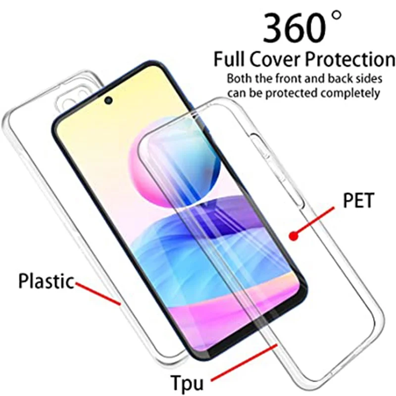 360 Full Body Front Silicone Back Hard Phone Case For Xiaomi Redmi Note 13 12 11 10 Pro 9 9S 8 8T 7 7 Pro Shockproof Clear Cover
