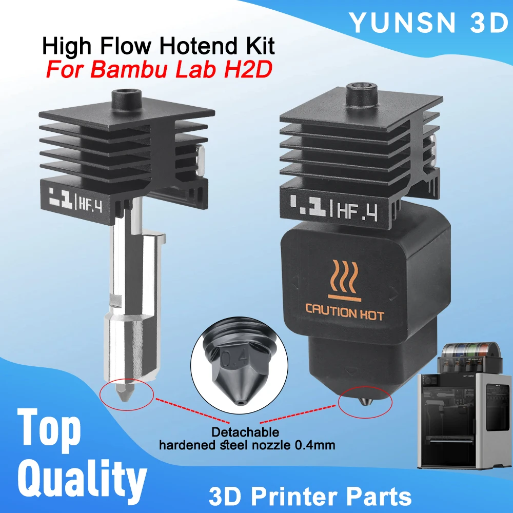 

Комплект Hotend с высоким расходом для Bambu Lab H2D Съемная насадка из закаленной стали 0,4 мм Hot End для TZ H2D Pro Аксессуары для 3D-принтеров