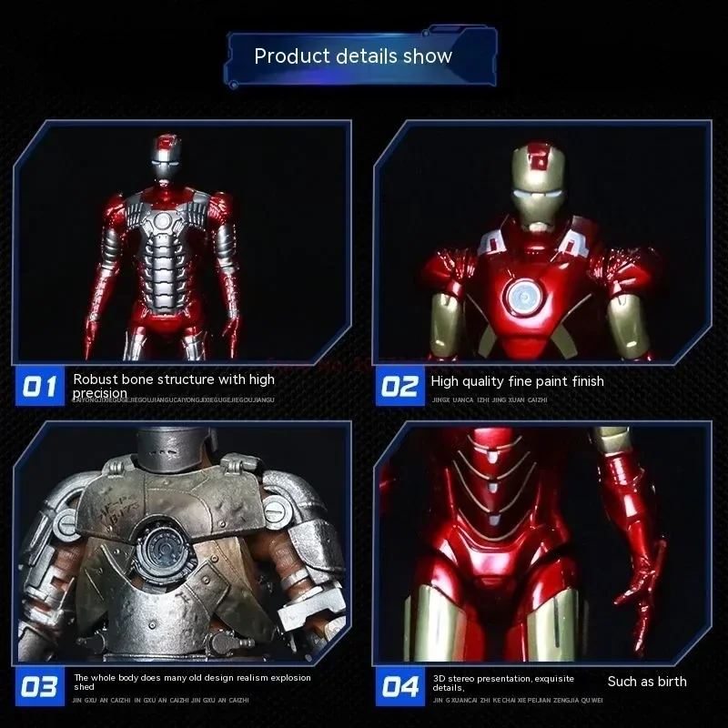 Marvel Iron Man Anime Action Figure, Brinquedos Zd Genuínos, Modelo da Coleção Marvel, Brinquedo Robô Presente, Mk39, Mark2, 1:10, Decoração do Quarto