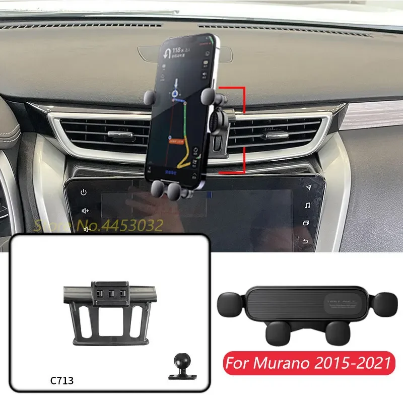 

For Nissan Murano 2015-2021 Car Cell Phone Holder Base Air Vent Adjustable Gravity Navigation Bracket Horizontally Accessories