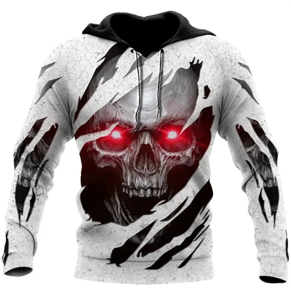 Men\'s sweatshirt 3D printed skull graphic hoodie top fashion unisex sweatshirt spring season hip hop streetwear oversized casual