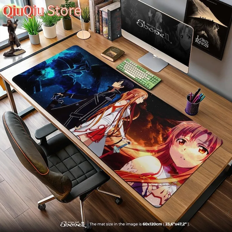 

Sword Art Online Mouse Pad - Kirito & Asuna Dual World Anime Desk Mat, SAO Gaming Setup, Fantasy VRMMO Gift for Fans