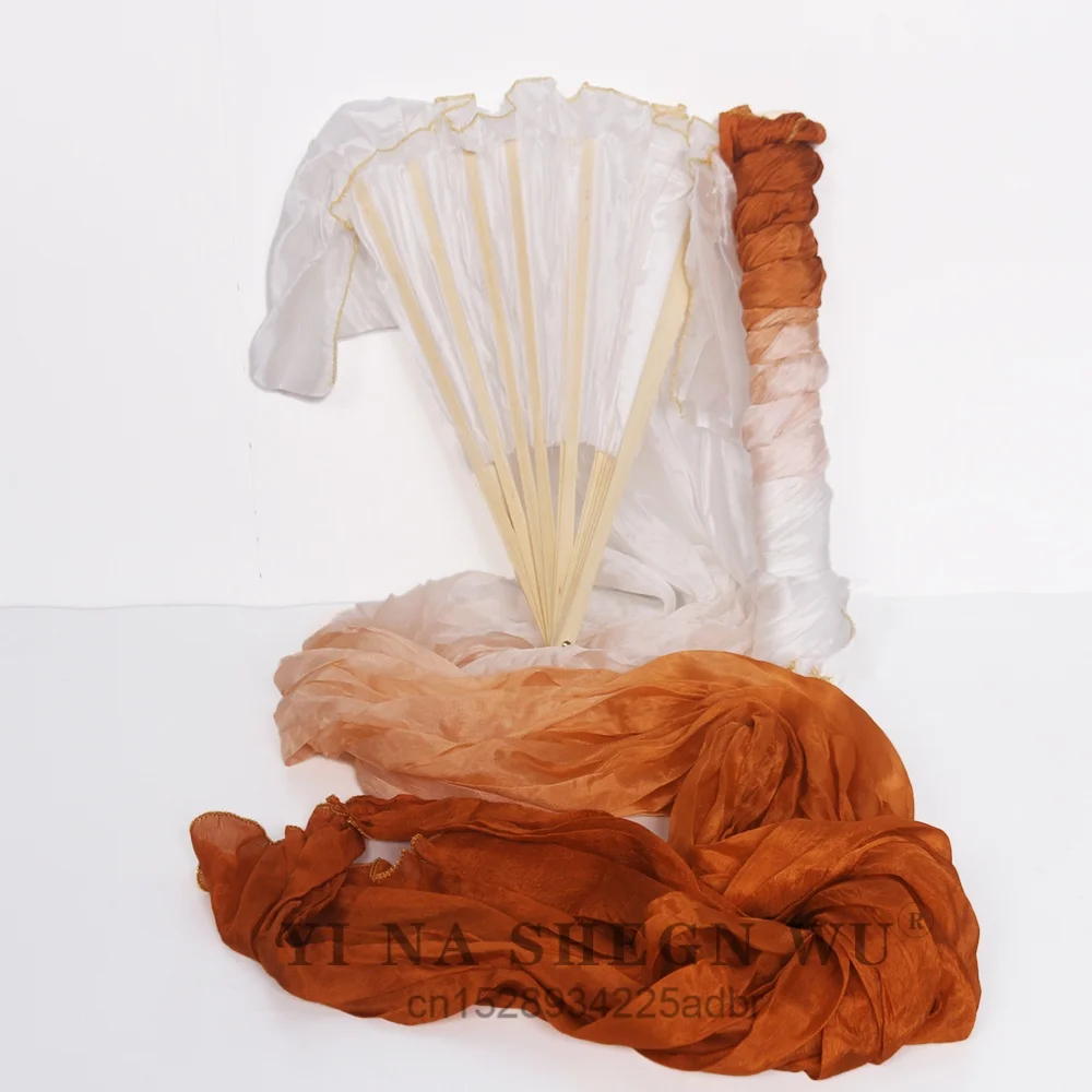 Wachlarze do tańca brzucha, jedwab naturalny wysokiej jakości, chiński jedwab 100%, 1 sztuka, praworęczne, ręcznie robione, ręcznie farbowane jedwabne welony, wachlarze taneczne.