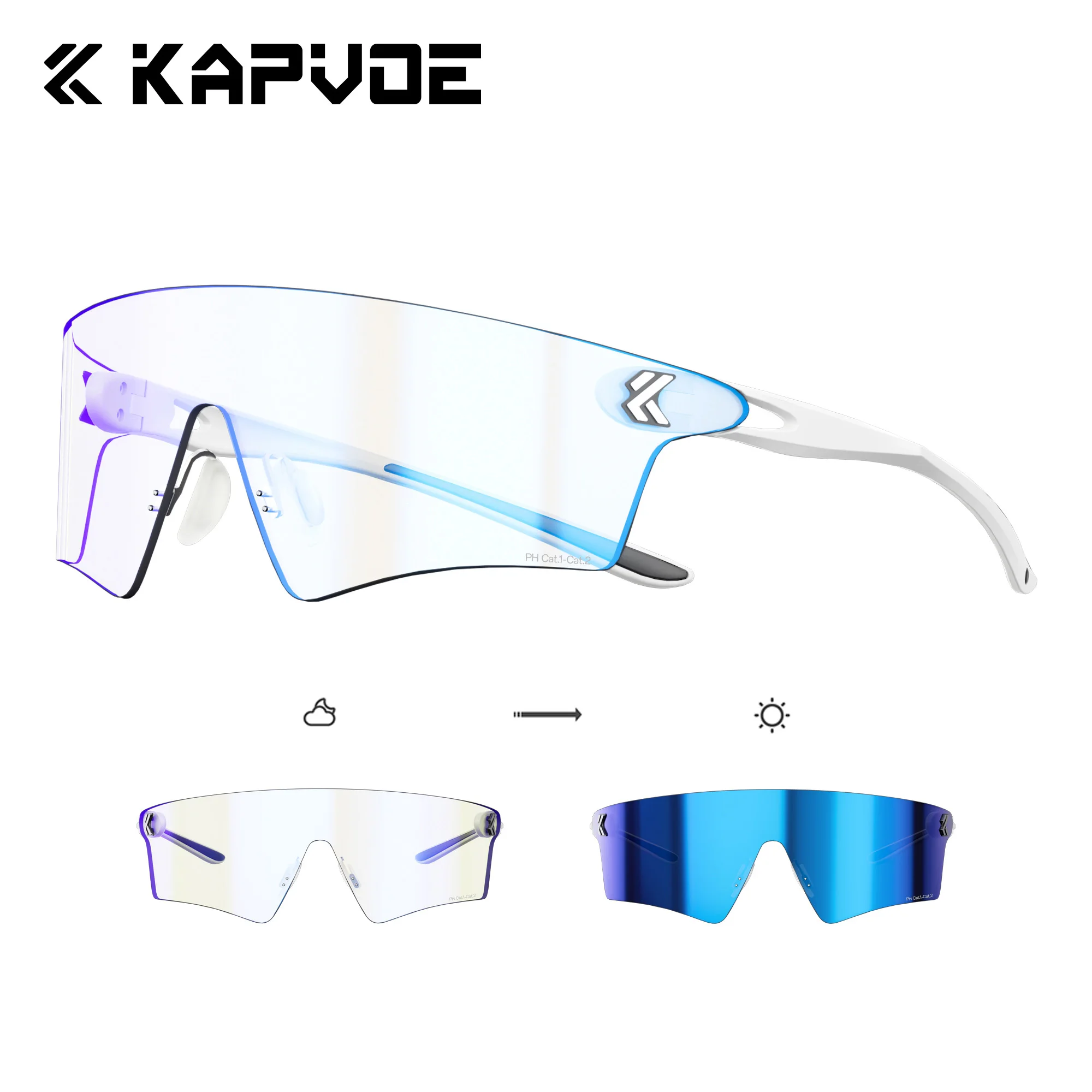Kapvoe 2026 Photochromic Sunglasses Cycling Sunglasses for Men Women Sports Marathon Lightweight Glasses Mountain Bicycle Goggle