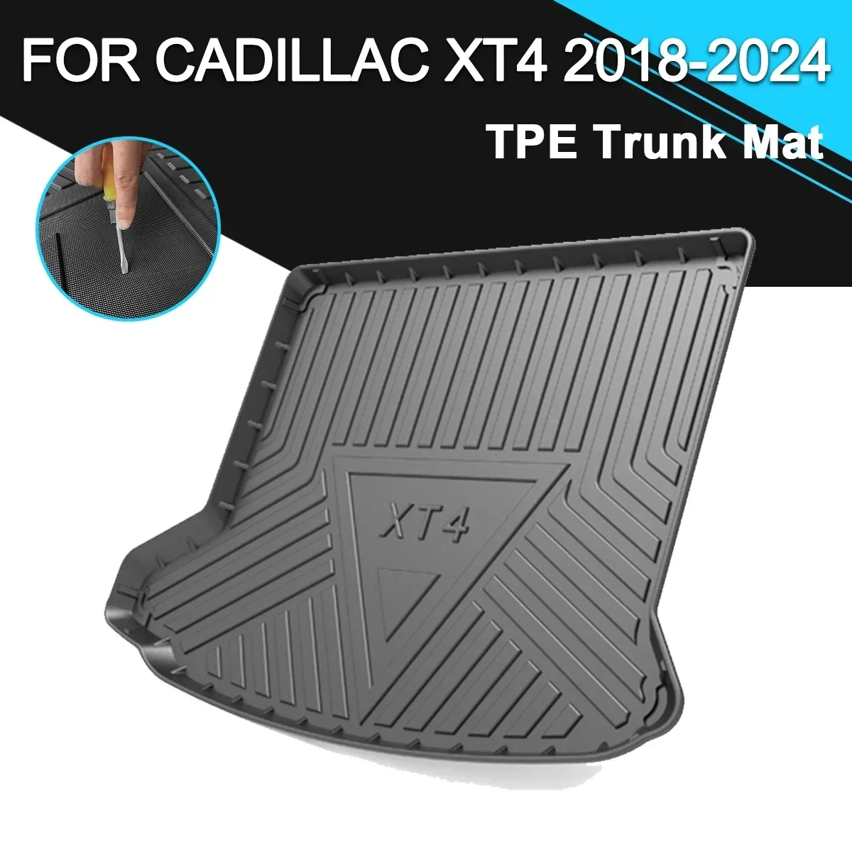 

Car Rear Trunk Cover Mat Non-Slip Waterproof Rubber TPE Cargo Liner Accessories For Cadillac XT4 2018-2024