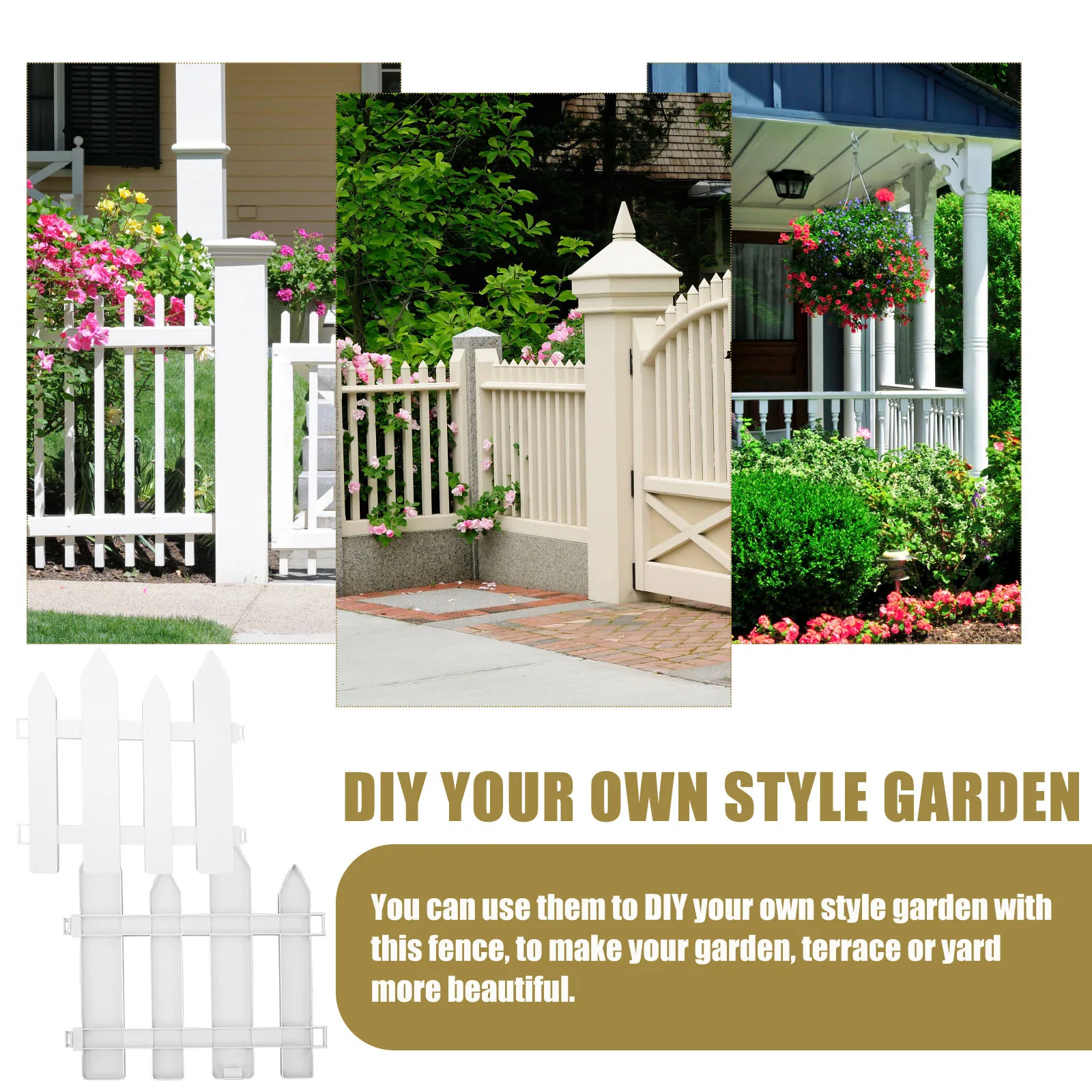 

2pcs Plastic Garden Fence Lawn Edging Border Decorative Landscape Fencing Yard Outdoor Pet Dog Portable Fence Panel Durable