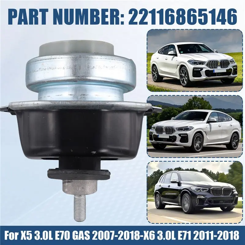 2211-6865-146 Precision-Crafted Right Engine Mount For BMW X5 X6 E70 E71, Sturdy Motor Bracket 2007-2019-AU62