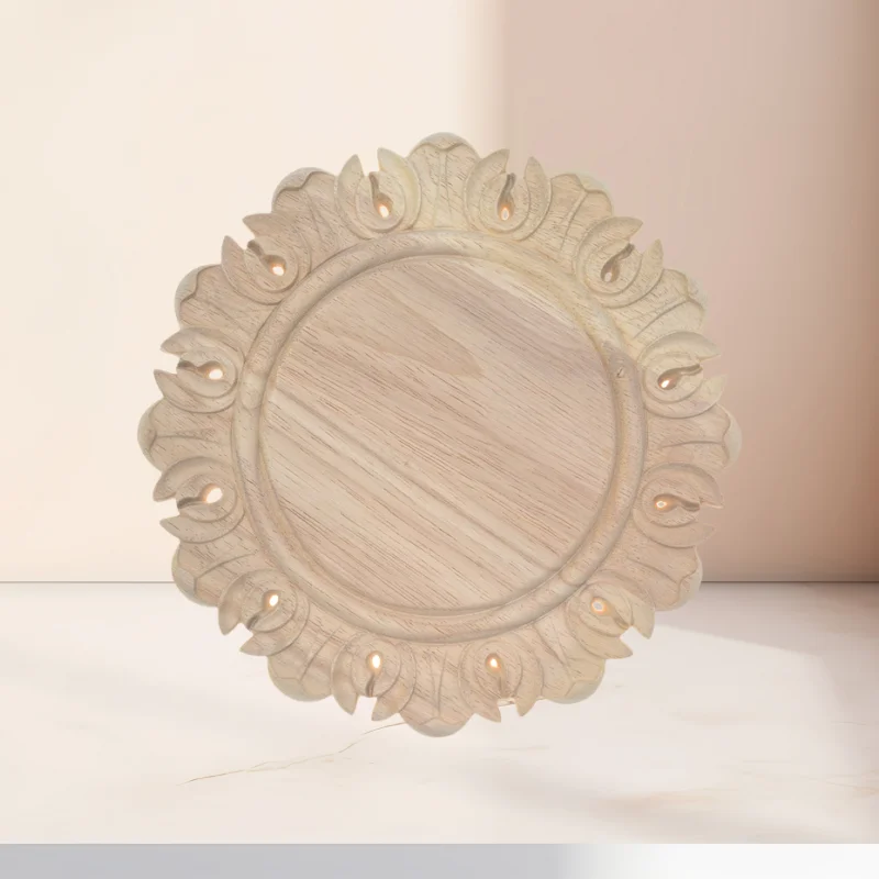 

European Solid Wood Carved Round Applique - Decorative Disc for Cabinet& Wall Exquisite Classical Carving Home Furniture Trim