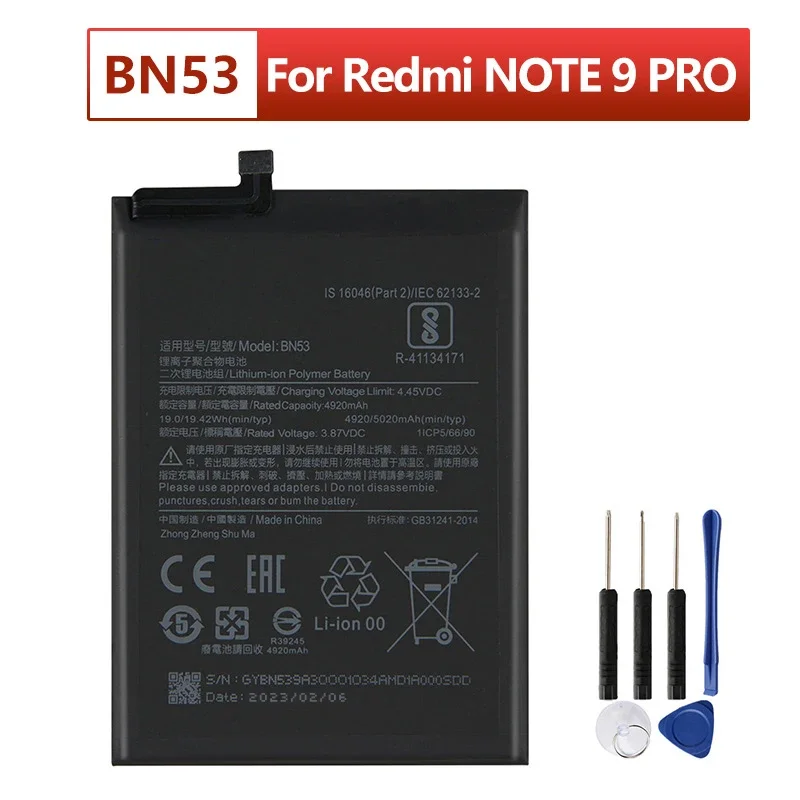 BN53 Replacement Phone Battery For Xiaomi Redmi NOTE 9 PRO 5020mAh