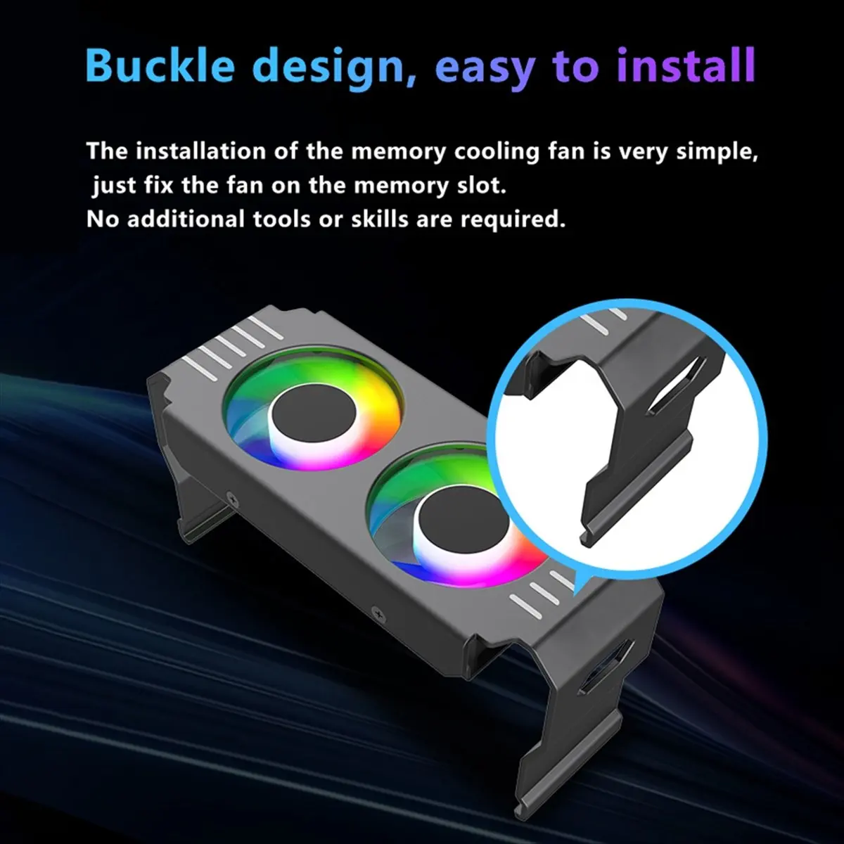 A72Z D50 ARGB Sync Heatsink Cooler 4Pin Memory Module Cooling Dual Fans ARGB Light Memory Cooling Cooler Radiator B