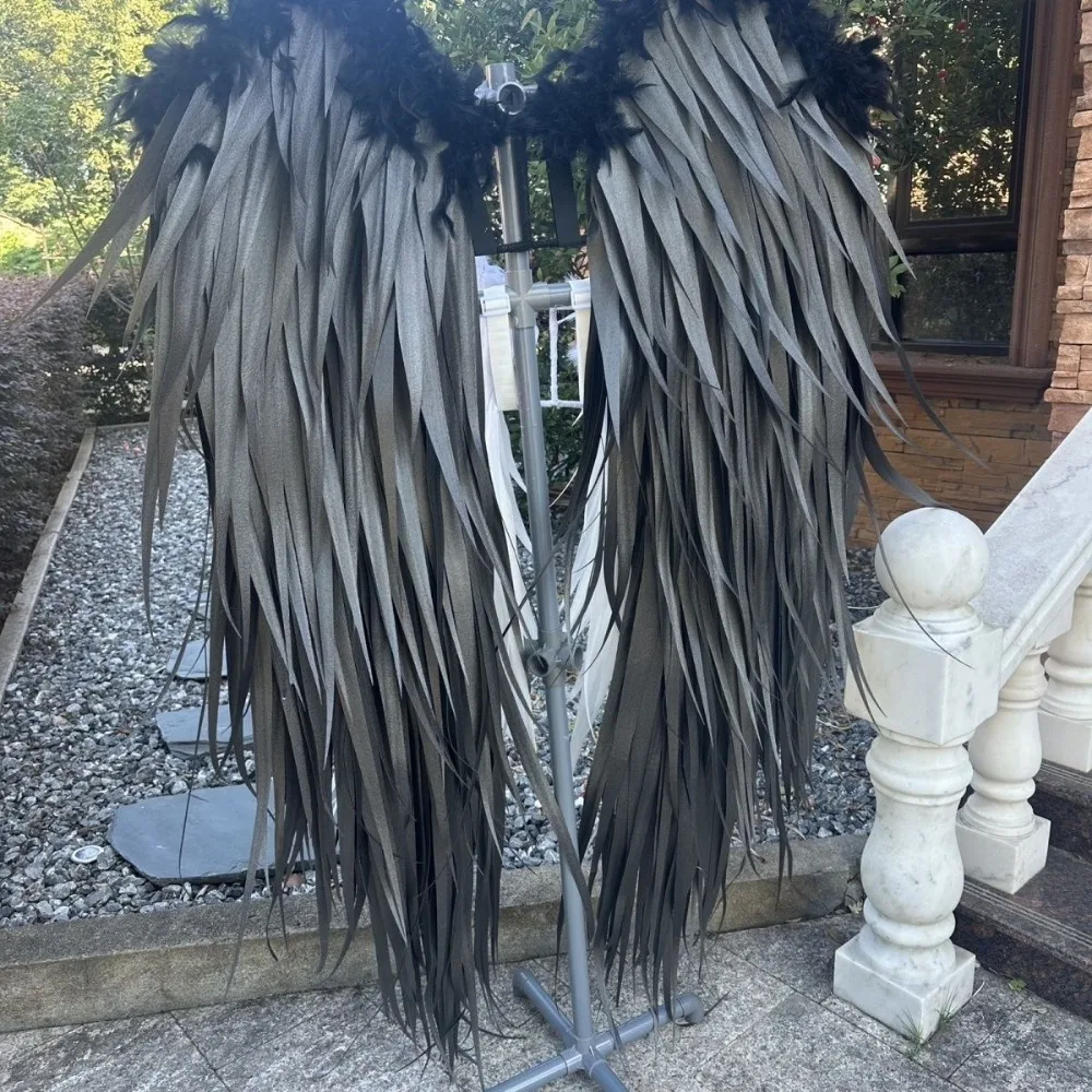 Black Feather Wings Fluffy Cosplay Costume Photo Shoot Halloween Party Stage Show Props