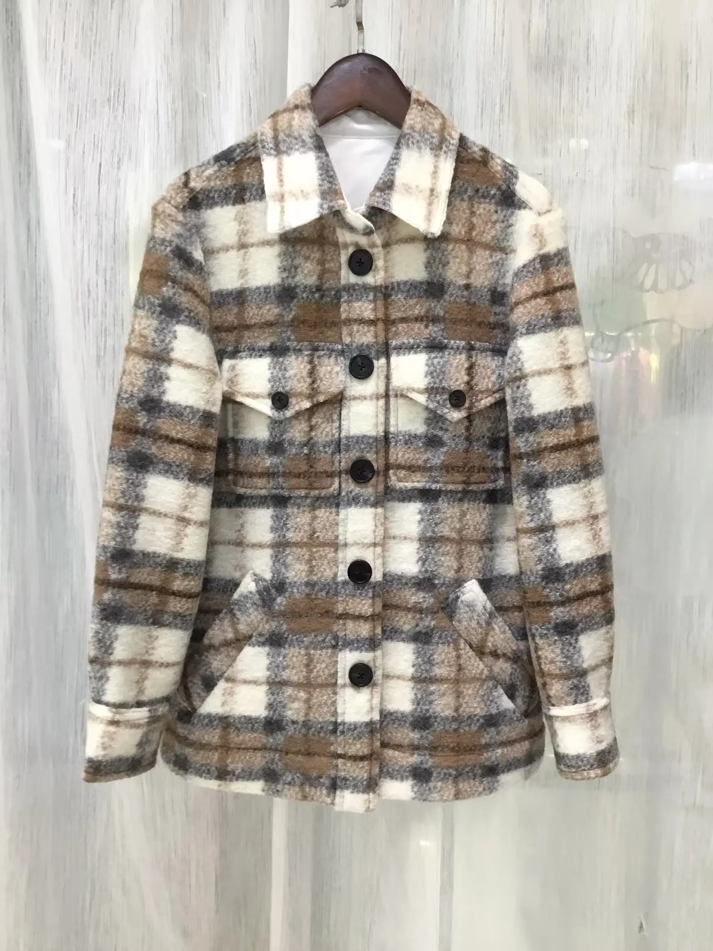 

2024 new plaid temperament commuting wool short jacket coat